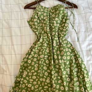 green floral dress with adjustable straps